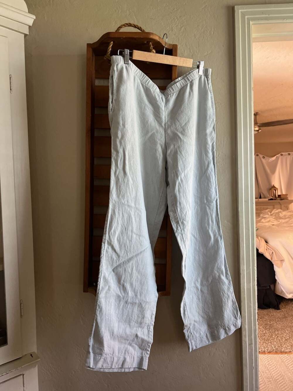 J.Jill Linen Wide Leg Pants Light Blue Lagenlook Size M